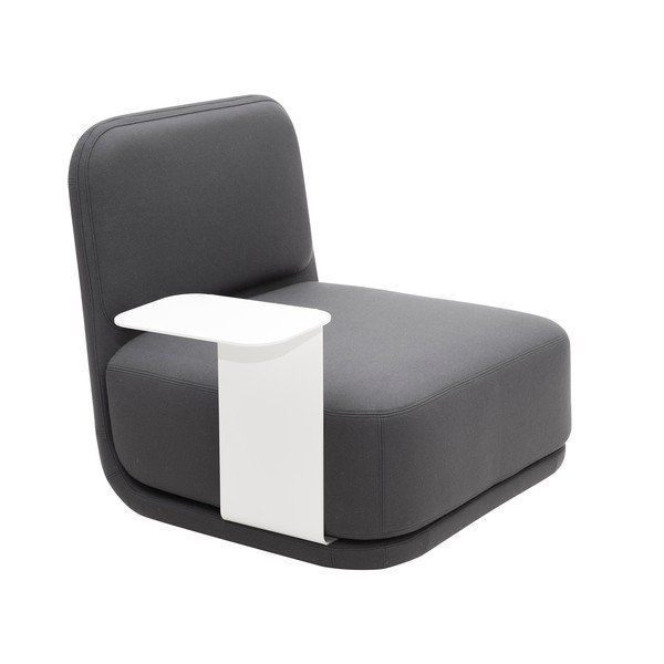 Fotoliu cu măsuță metalică albă Softline Standby Medium + Side Table, gri închis-image-2