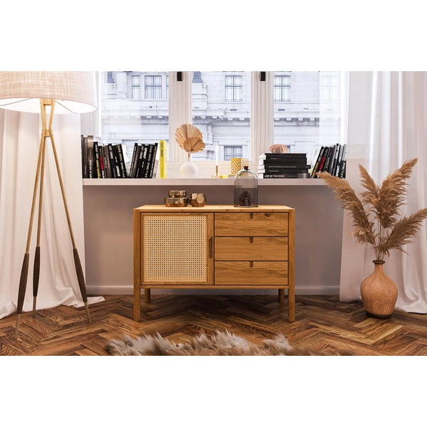 Comodă joasă din lemn de stejar 97x69 cm Pola - The Beds-image-1