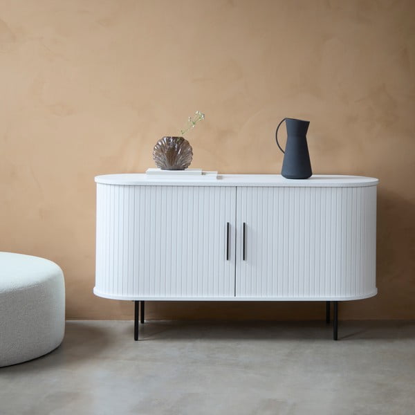 Comodă albă cu ușă glisantă 120x76x45 cm Nola – Unique Furniture-image-1