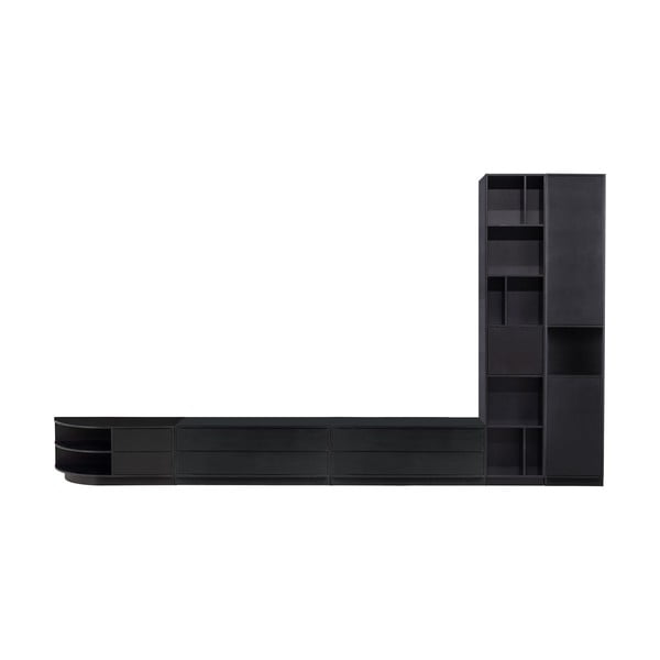 Set TV negru din lemn masiv de pin 358x210 cm Finca – WOOOD