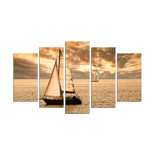 Tablou din mai multe piese Sailing Boat, 110 x 60 cm