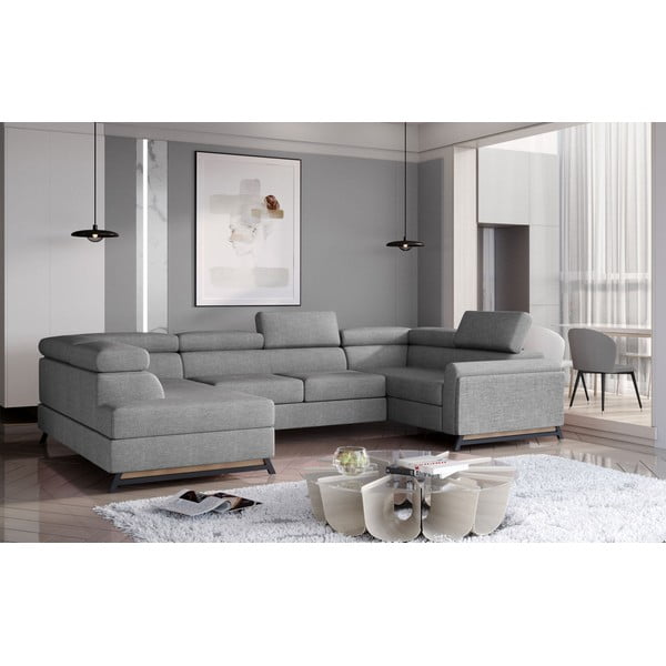 Colțar gri deschis extensibil/cu spațiu de depozitare (cu colț pe partea stângă/în formă de "U") Escada – ELTAP-image-1