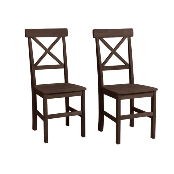 Set 2 scaune din lemn de pin Støraa Nicoline, maro închis