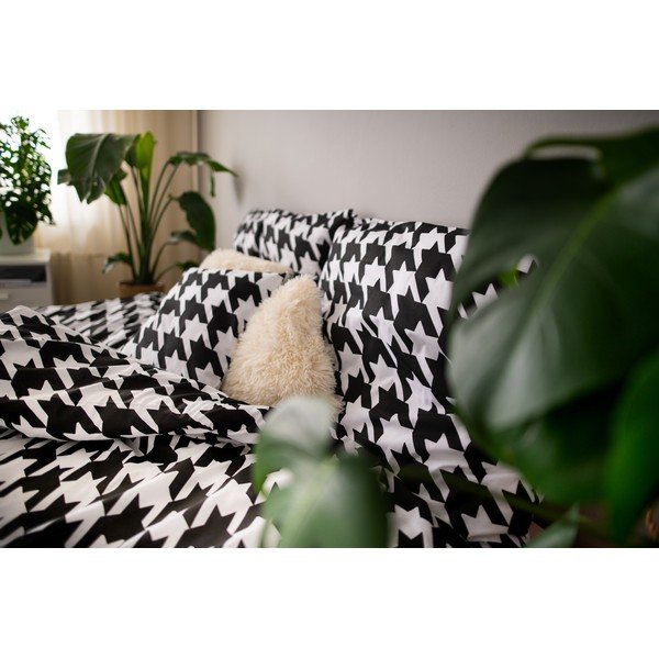 Lenjerie de pat din bumbac pentru pat de o persoană Cotton House Dita, 140 x 200 cm, alb - negru-image-2