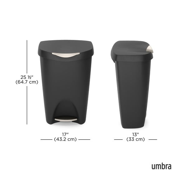 Coș de gunoi negru cu pedală din plastic 50 l Brim – Umbra-image-3