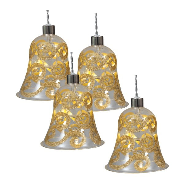 Set 4 clopoței decorativi din sticlă cu lumini Naeve Fairy Bells