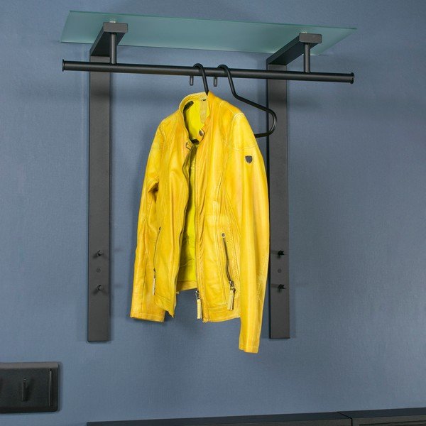 Cuier de perete negru cu raft din metal 80 cm Dutch – Spinder Design-image-3