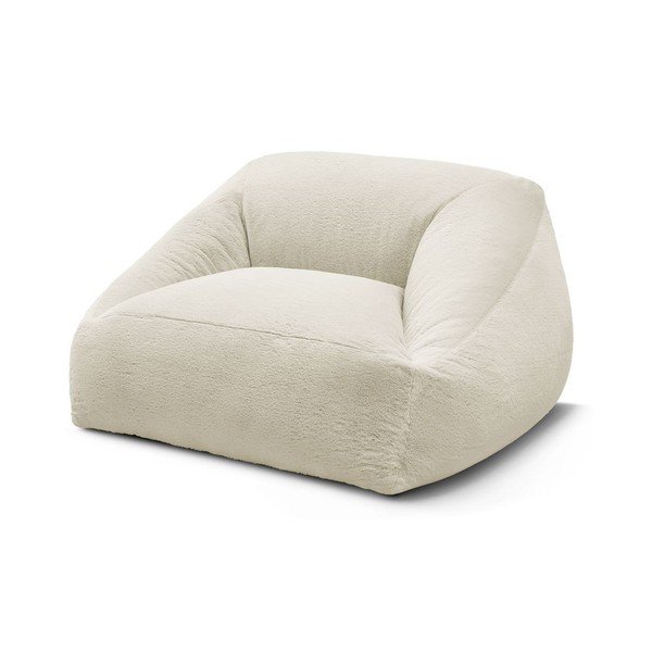 Fotoliu bean bag crem cu tapițerie din blană artificială Lilibet – Bobochic Paris