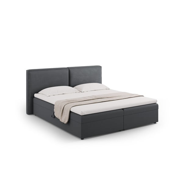 Pat boxspring gri închis cu spațiu de depozitare 160x200 cm Arendal – Cosmopolitan Design-image-1
