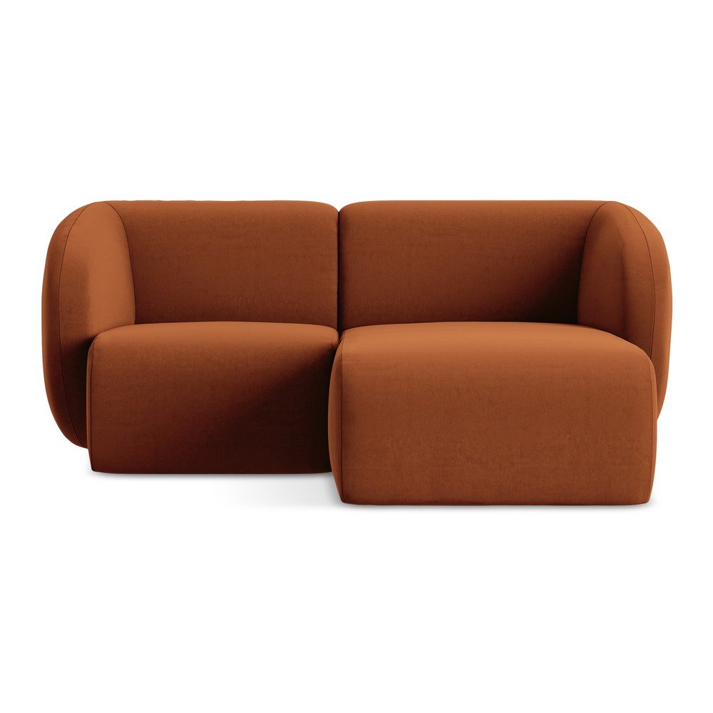 Colțar teracotă cu tapițerie din catifea (cu colț pe partea dreaptă/cu șezlong) Lani – Makamii