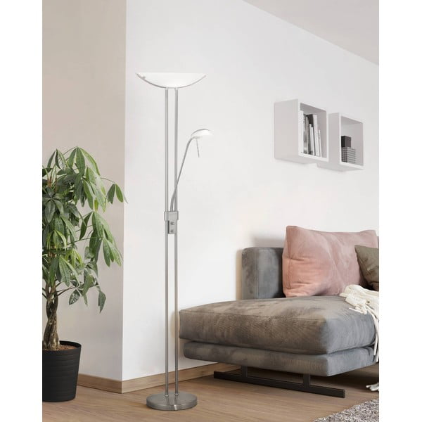 Lampadar argintiu mat cu abajur din sticlă (înălțime 180 cm) BAYA – EGLO-image-1