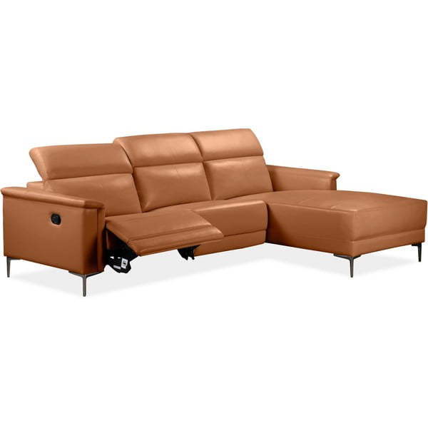 Colțar maro cu tapițerie din imitație de piele (cu colț pe partea dreaptă) Lund – Støraa-image-1