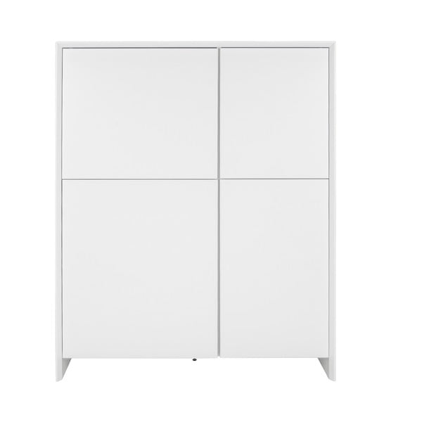 Dulap cu 4 uși Tenzo Profil, înălțime 150 cm, alb