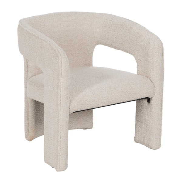 Fotoliu bej cu tapițerie din țesătură bouclé – Ixia