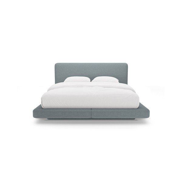 Pat matrimonial albastru deschis tapițat 140x200 cm Linea – Micadoni -image-3