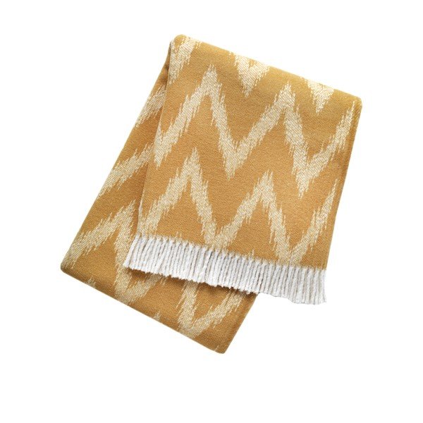 Pled din amestec de bumbac Euromant Mallorca, 140 x 180 cm, galben muștar