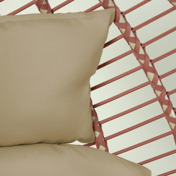 Fotoliu suspendat de grădină cu suport Kave Home Elianis, roșu teracotă-alb-image-3