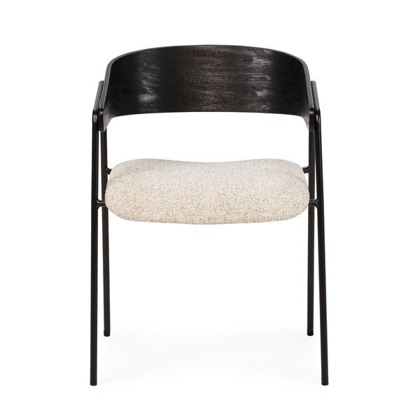 Set de scaune de sufragerie negru/bej cu cotiere 2 buc. tapițat Cora – MOME-image-4