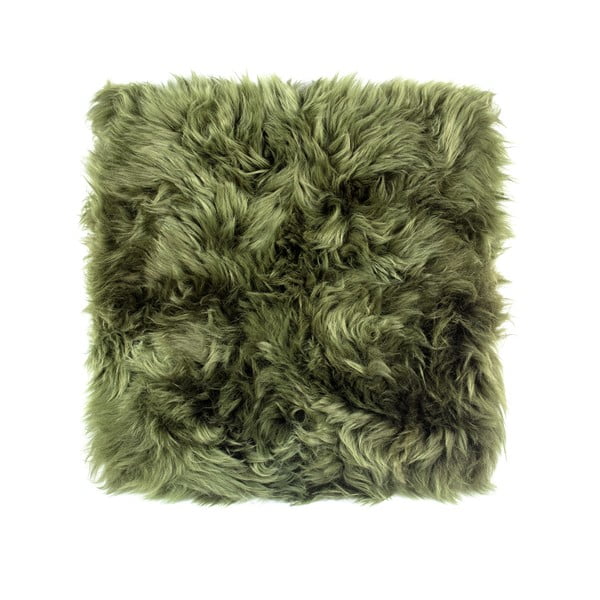Pernă scaun din blană de oaie Royal Dream Zealand, 40 x 40 cm, verde închis