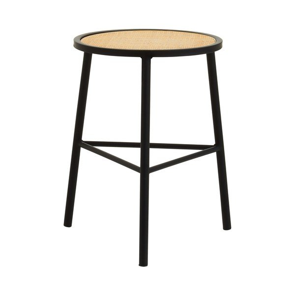 Scaun tip taburet negru/în culoare naturală din ratan Depok – Premier Housewares-image-2