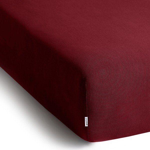 Cearceaf burgundy din jerseu cu elastic 200x200 cm Amber – Restilo-image-2