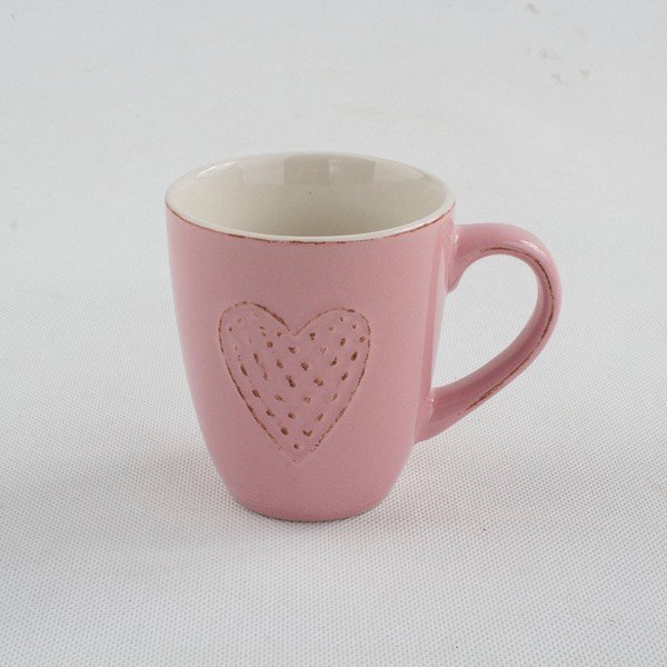 Cană din ceramică Dakls Dots Heart, 300 ml, roz