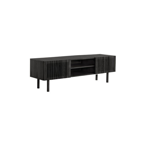 Comodă TV neagră cu aspect de lemn de frasin 160x50x43 cm Sion – Jotex