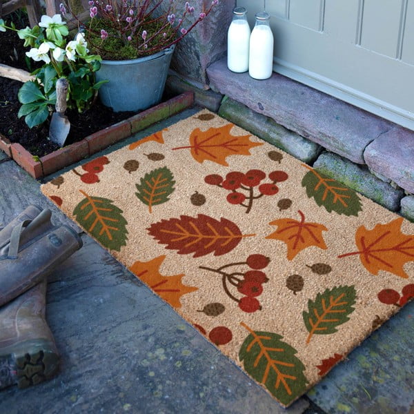 Covoraș de intrare din fibre de nucă de cocos 40x60 cm Autumn Leaves – Artsy Doormats-image-2