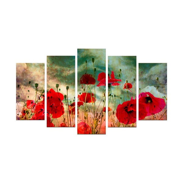 Tablou din mai multe piese Poppy Seed, 110 x 60 cm