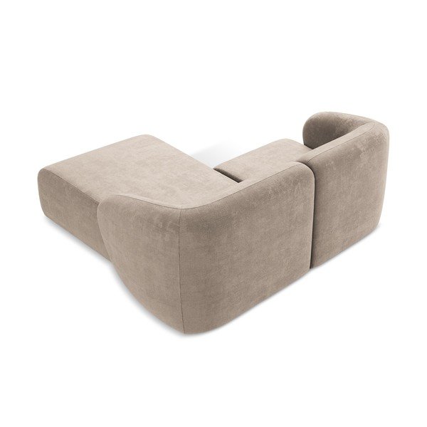 Colțar maro deschis cu tapițerie din chenille (cu colț pe partea dreaptă/cu șezlong) Lani – Makamii-image-3