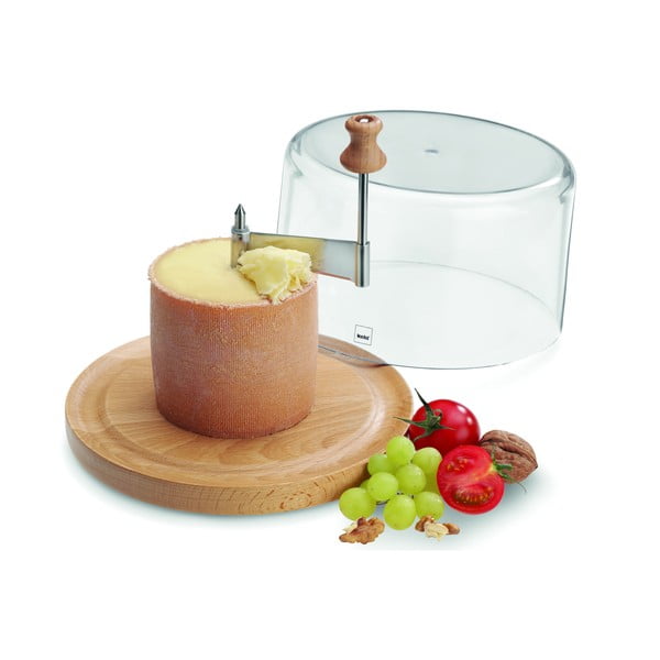 Platou din lemn cu capac din sticlă și tăietor pentru servit brânzeturi Kela Planum-image-1