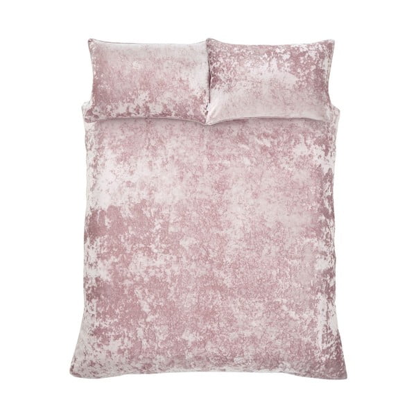 Lenjerie de pat roz din catifea pentru pat dublu 200x200 cm Crushed – Catherine Lansfield
