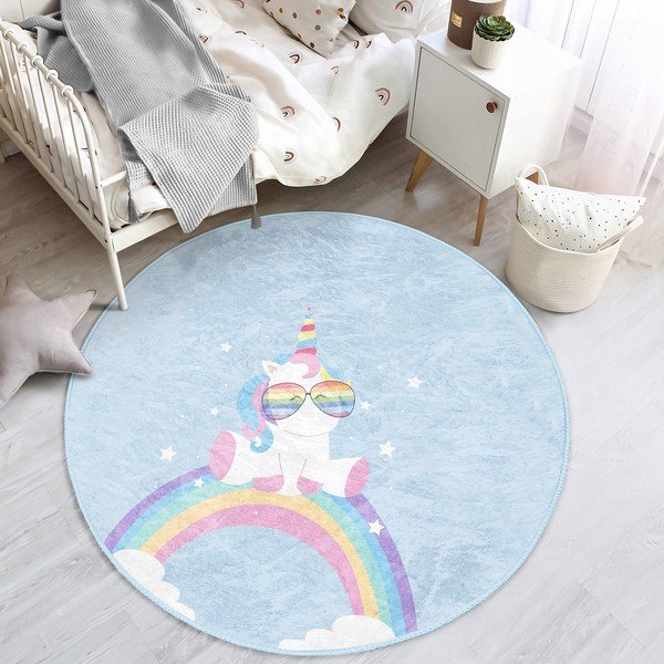 Covor pentru copii albastru deschis ø 80 cm Comfort – Mila Home-image-1