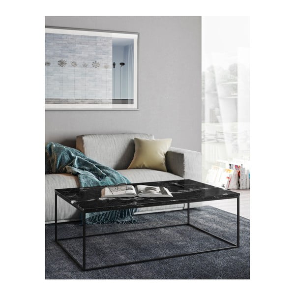 Măsuță TemaHome Gleam din marmură, cu picioare negre, 120 x 75 cm, negru-image-4