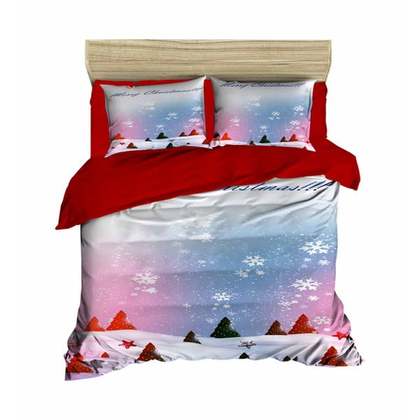 Lenjerie cu cearșaf pentru pat dublu motive Crăciun Nevada, 160 x 220 cm