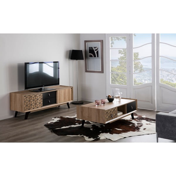 Comodă TV în decor de lemn de stejar Marckeric Ceilan-image-1