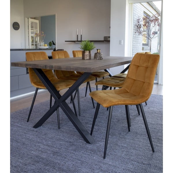 Scaune de dining galbene 2 buc. tapițate Middelfart – House Nordic-image-1