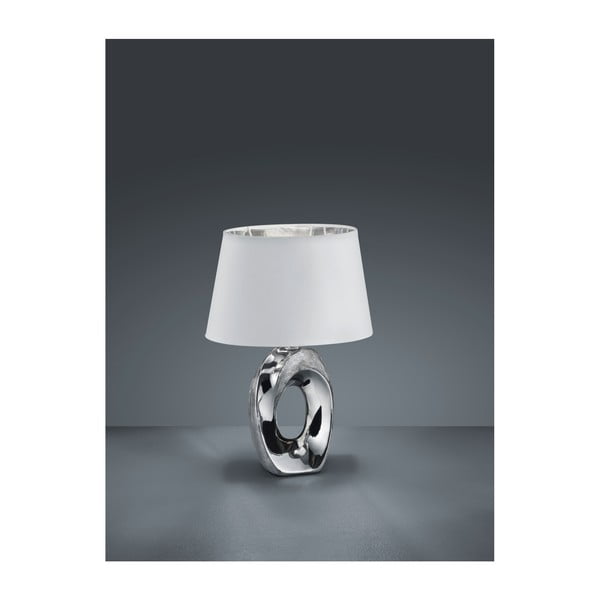 Veioză din ceramică și pânză Reality Taba, înălțime 33 cm, alb-argintiu-image-2