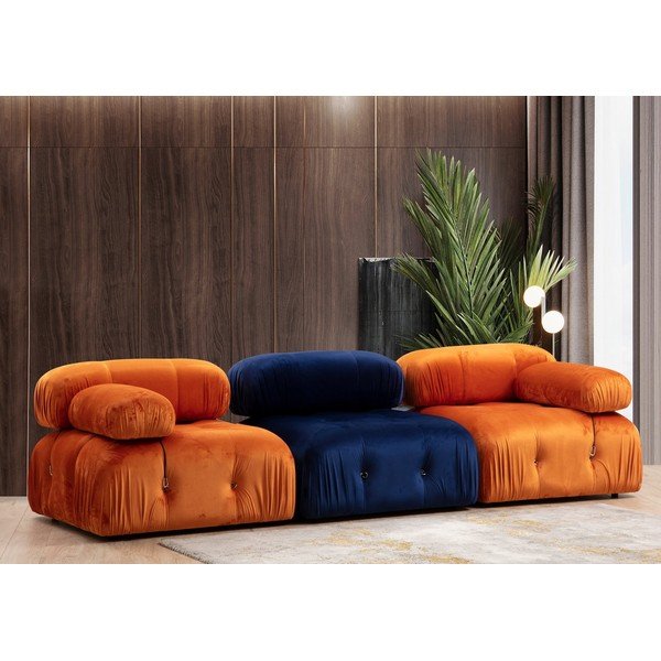 Modul pentru canapea portocaliu cu tapițerie din catifea (partea dreaptă) Bubble – Artie-image-1