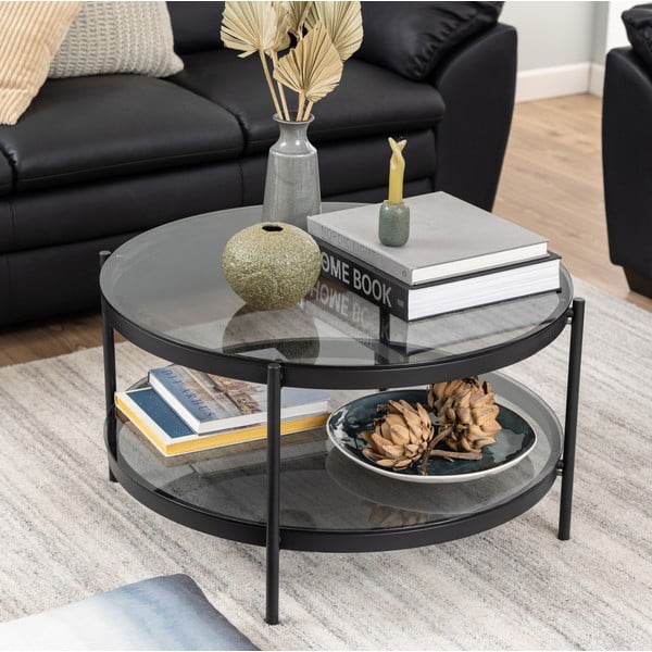 Măsuță de cafea rotundă cu blat de sticlă ø 79 cm Bayonne - Actona-image-1