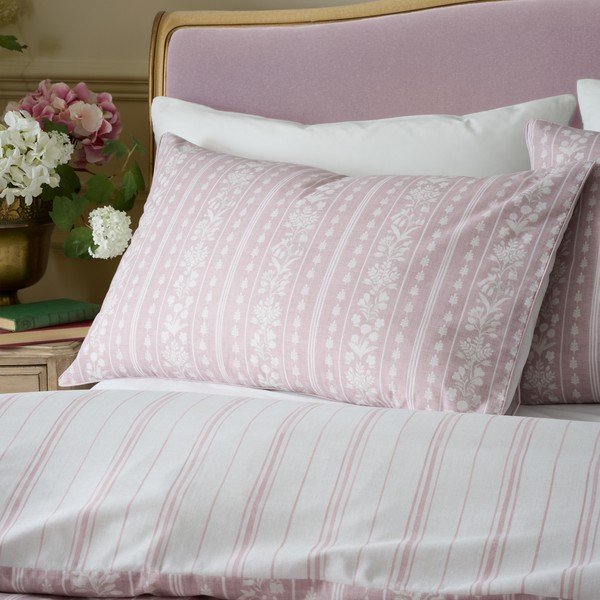 Lenjerie de pat albă-roz pentru pat dublu/extinsă 230x220 cm Regency Stripe – Catherine Lansfield-image-3