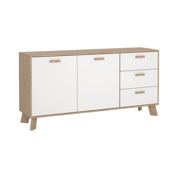 Comodă albă-în culoare naturală cu aspect de lemn de stejar 147x73x39 cm Ikast – Tvilum-image-2