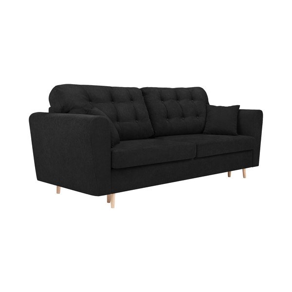 Canapea extensibilă cu 3 locuri și spațiu pentru depozitare Cosmopolitan Design Grenoble, negru-image-2