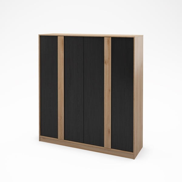 Șifonier negru/în culoare naturală cu aspect de lemn de stejar 180x197,5x53 cm Dennis – Marckeric-image-2