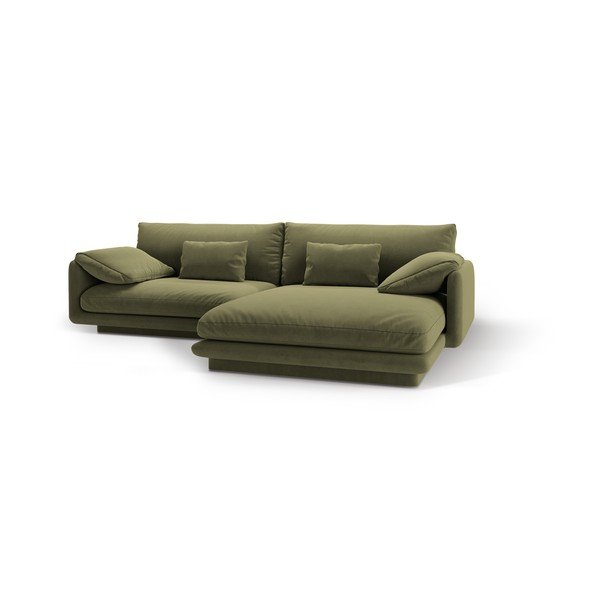 Colțar verde deschis cu tapițerie din catifea (cu colț pe partea dreaptă/cu șezlong) Torino – Micadoni -image-1