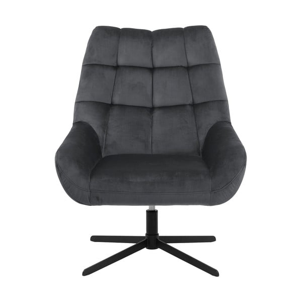 Fotoliu gri pivotant cu tapițerie din catifea Paris – Actona-image-2