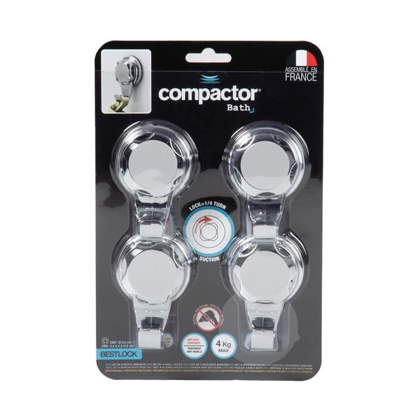 Cârlige argintii 4 buc. autoadezive din metal Bestlock Bath – Compactor-image-4