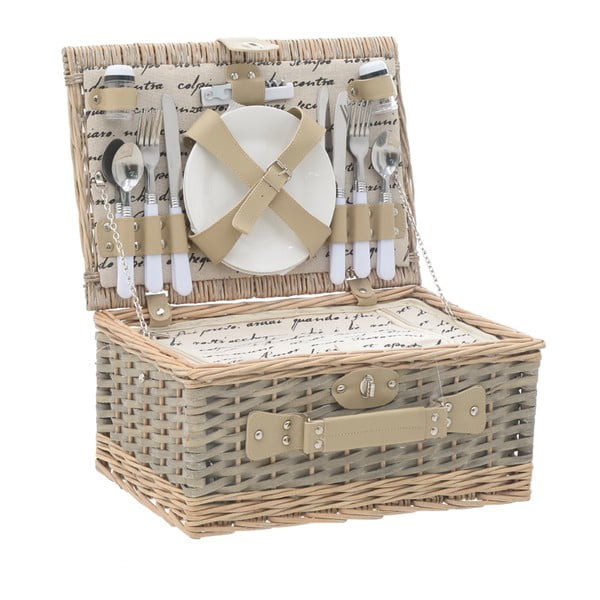 Coș picnic cu veselă InArt, 40 x 28 cm