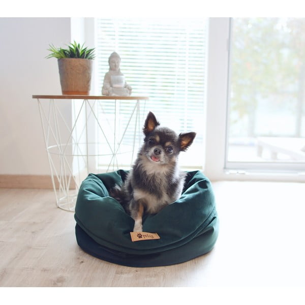 Pătuț pentru animale de companie, din catifea, verde închis ø 40 cm Basket Royal - Petsy-image-2