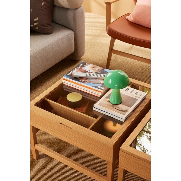 Măsuță de cafea în culoare naturală cu blat din sticlă 60x60 cm Glitz – Hübsch-image-1